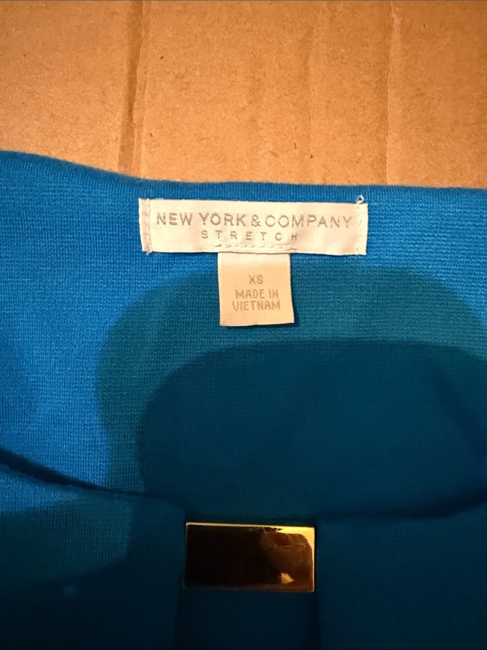 New York & Company Bright Blue Shift Dress with Navy Hem